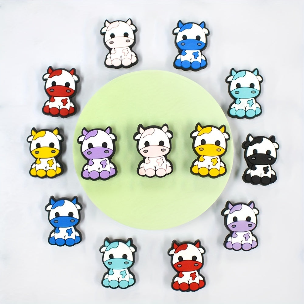 14 Pcs Vibrant PVC Cow Shoe Charms Multi-Color Zodiac Shoe Accessories