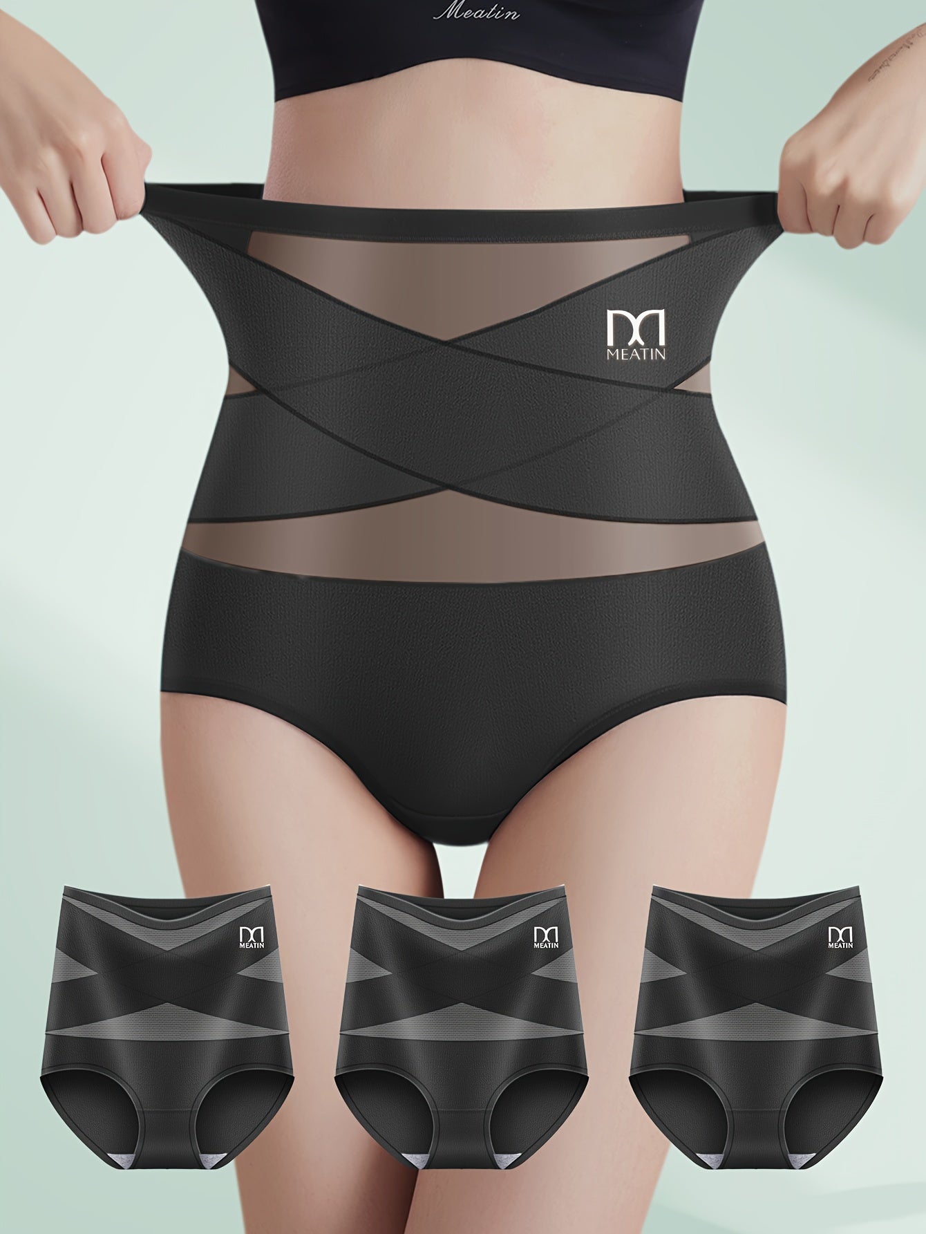 High Waist Shaping Panties for Women Tummy Control Compression Solid Color Briefs