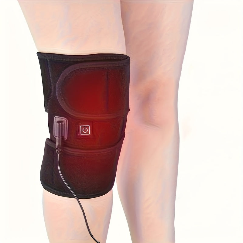 USB Heated Knee Wraps with Adjustable Straps Dual Head Massage 3-Temperature Polyester