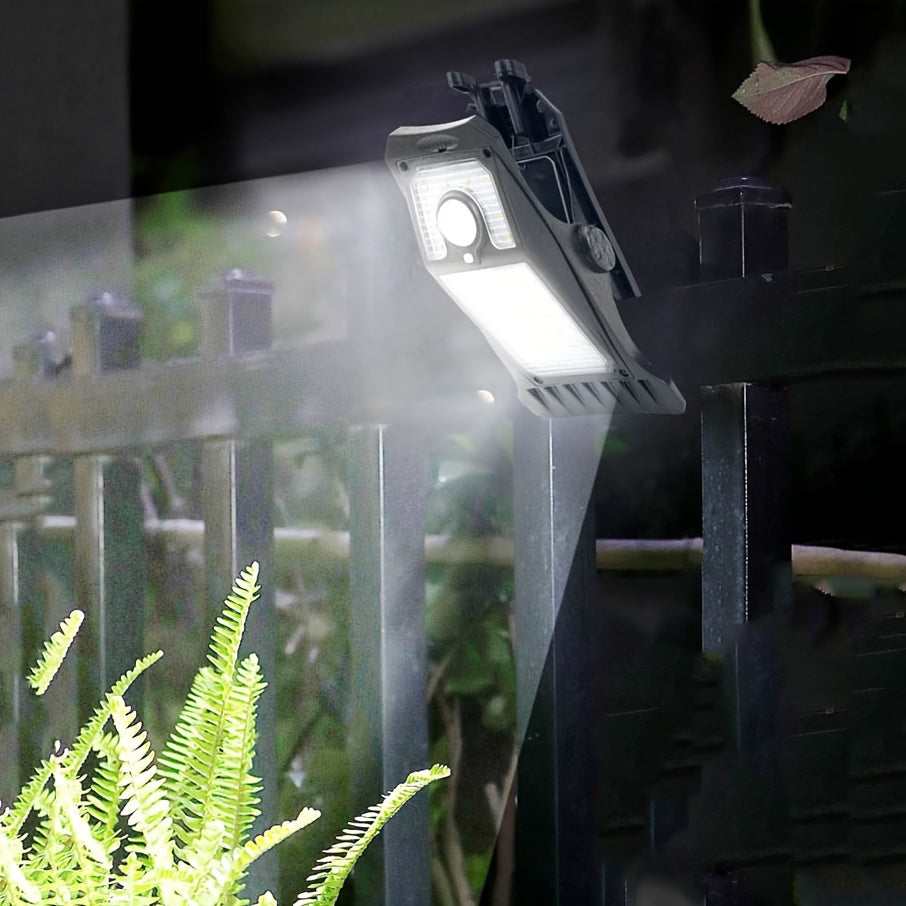 Outdoor Solar Motion Sensor Light with 45 LEDs 1500mAh Battery Clip-On for Porch Patio Garage