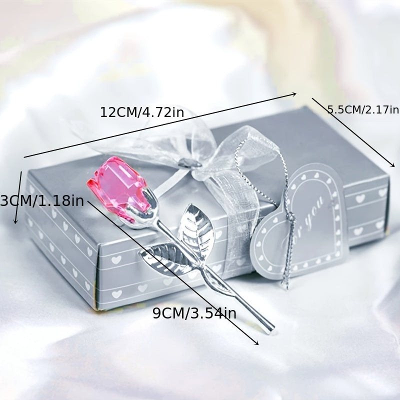 Artificial Flower Gift Crystal Glass Rose in Red and Gold for Valentine's Day Wedding and Mother's Day