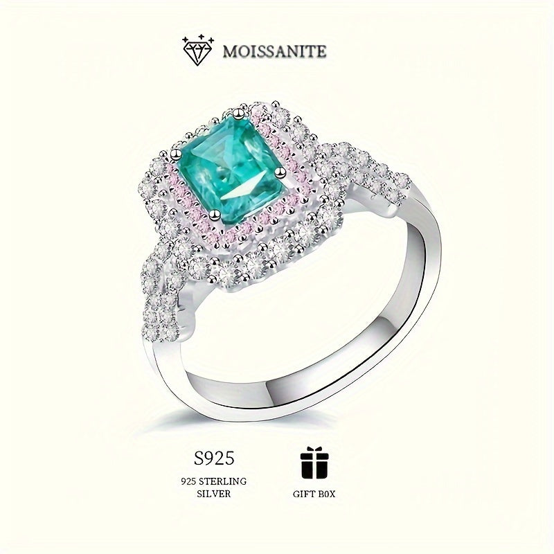 Zarif 2 karatli Emerald-shaklidagi Moissanite uzuk, gippoallergen S925 sterling kumushda, maxsus tadbirlar uchun ideal, sertifikat va nafis sovg'a qutisi bilan birga keladi.