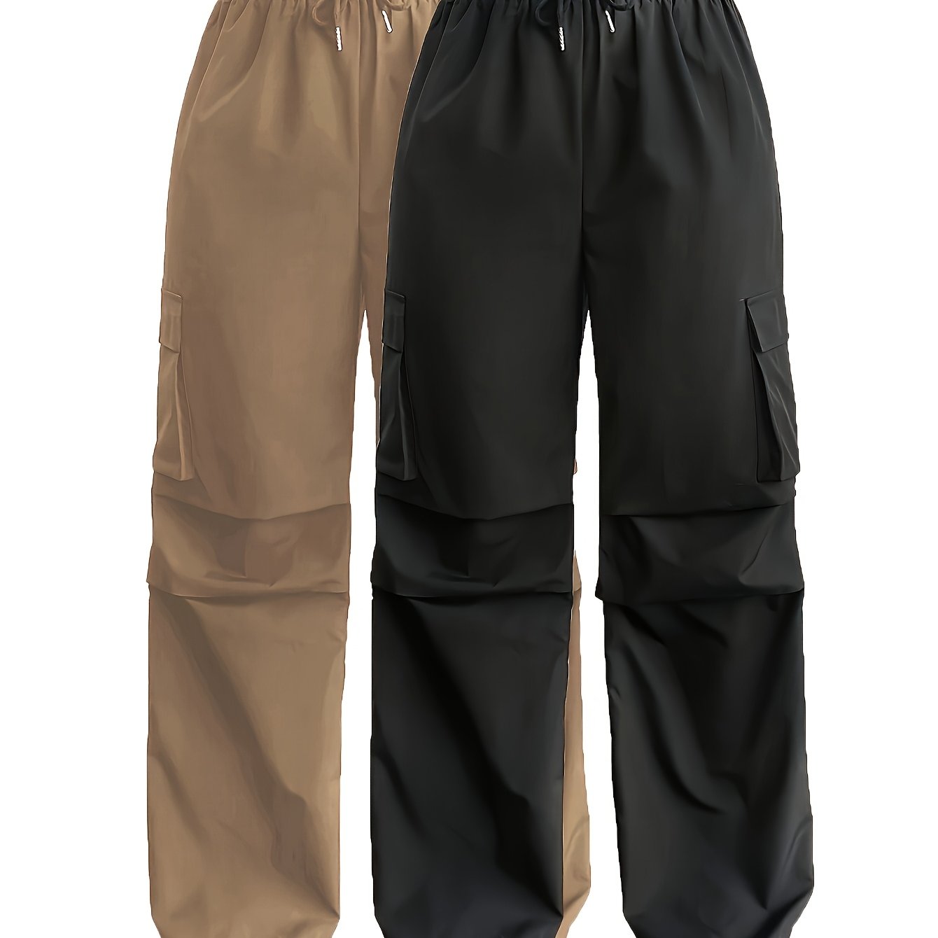 Plus Size Women's Cargo Pants with Elastic Waist and Pockets All-Season Trousers