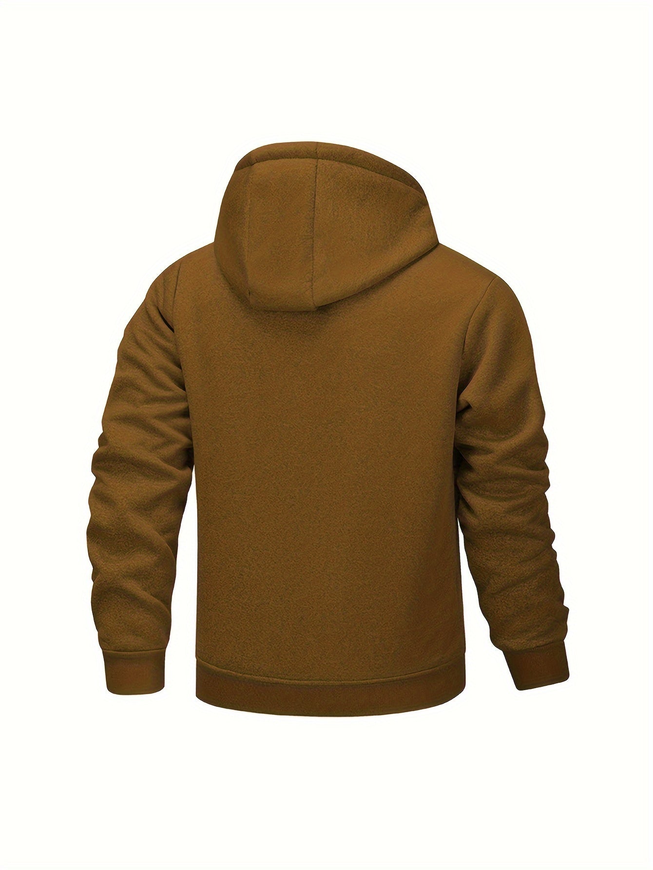 Men's Plus Size Padded Hooded Jacket for Winter Casual Warm Coat with Zipper and Pockets