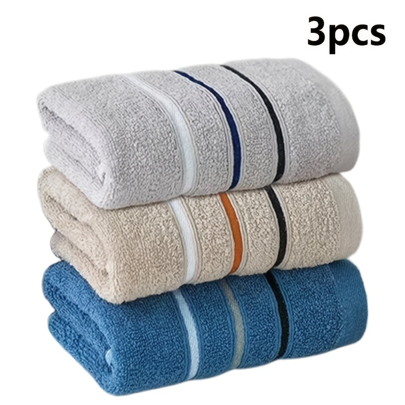 3-Piece Vibrant Striped Travel Towels Quick-Drying Lightweight Cotton Polyester Set for Face Bath Sports Spa Camping