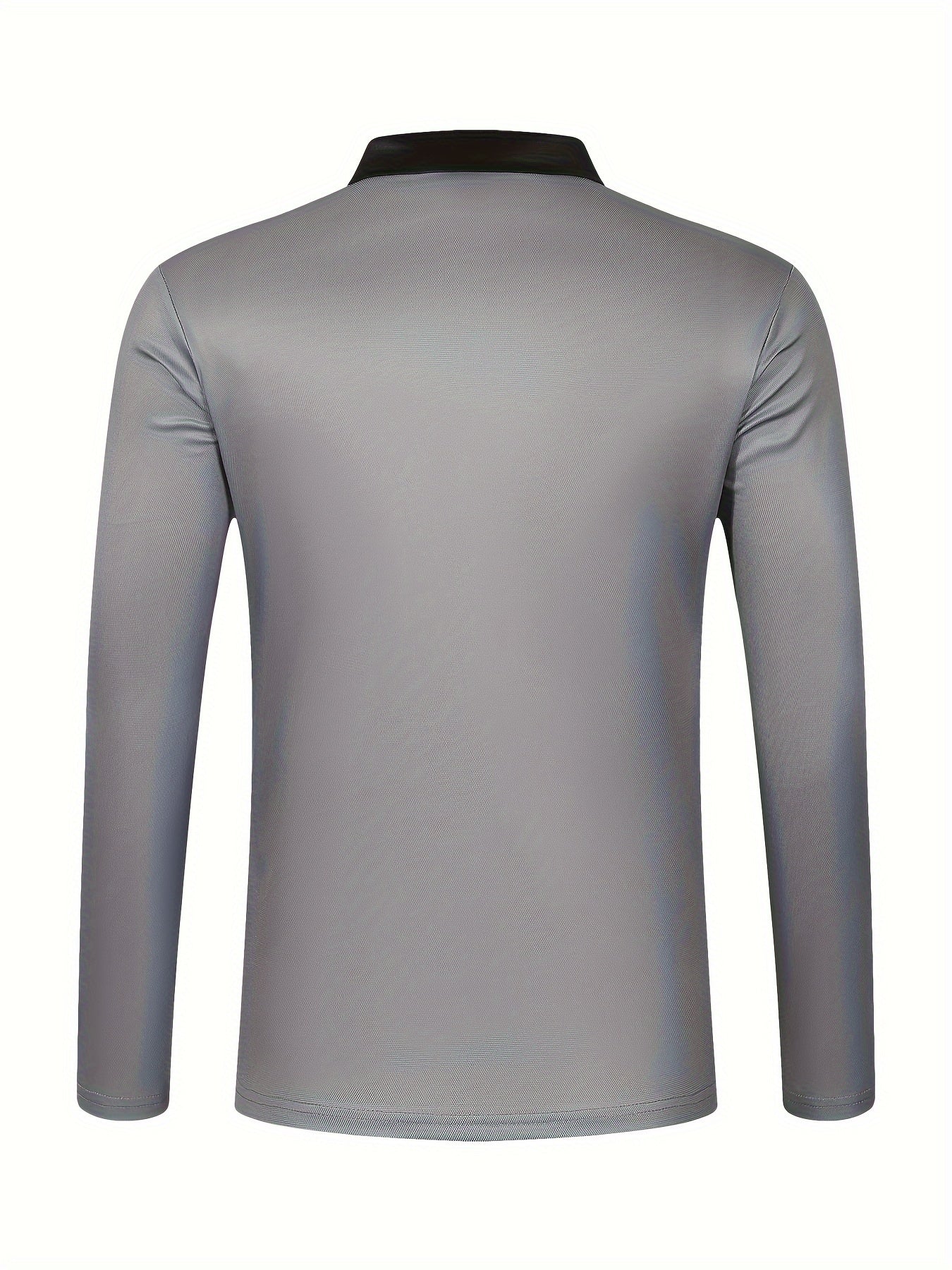 Camisa de golf de manga larga para hombre con bloque de colores, patrón a rayas y ligero estiramiento