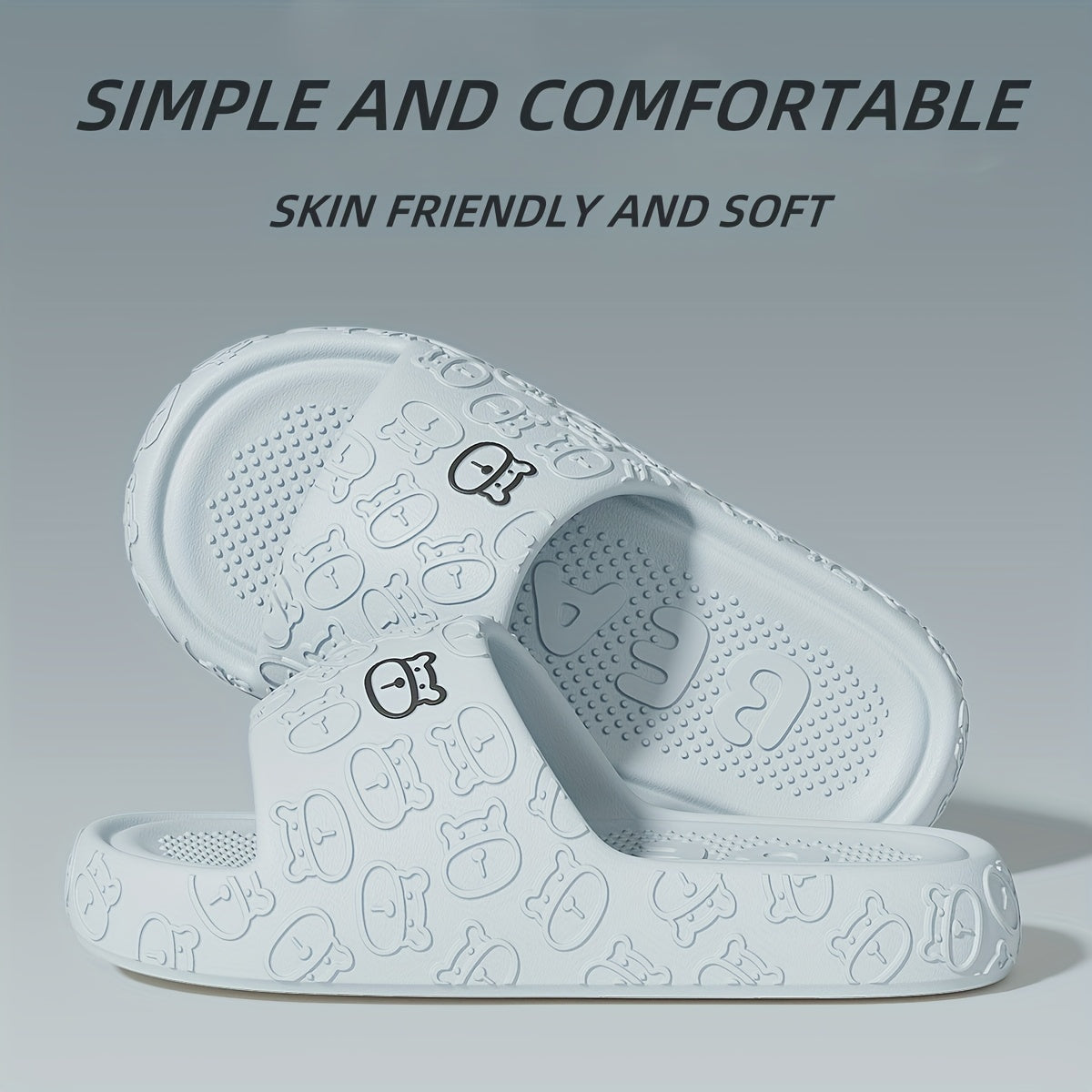 Women's Men’s Cartoon Bear Slip-On Sandals Pink Purple EVA Indoor Outdoor