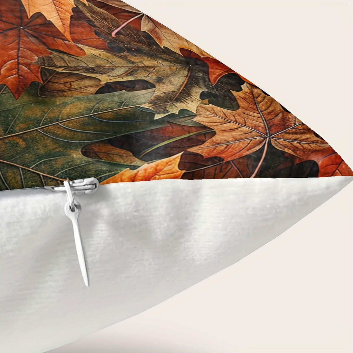 Autumn Pumpkin Sunflower Maple Leaf Pillow Cover Single-Sided Print Polyester Zip Closure for Sofa Bedroom Decor