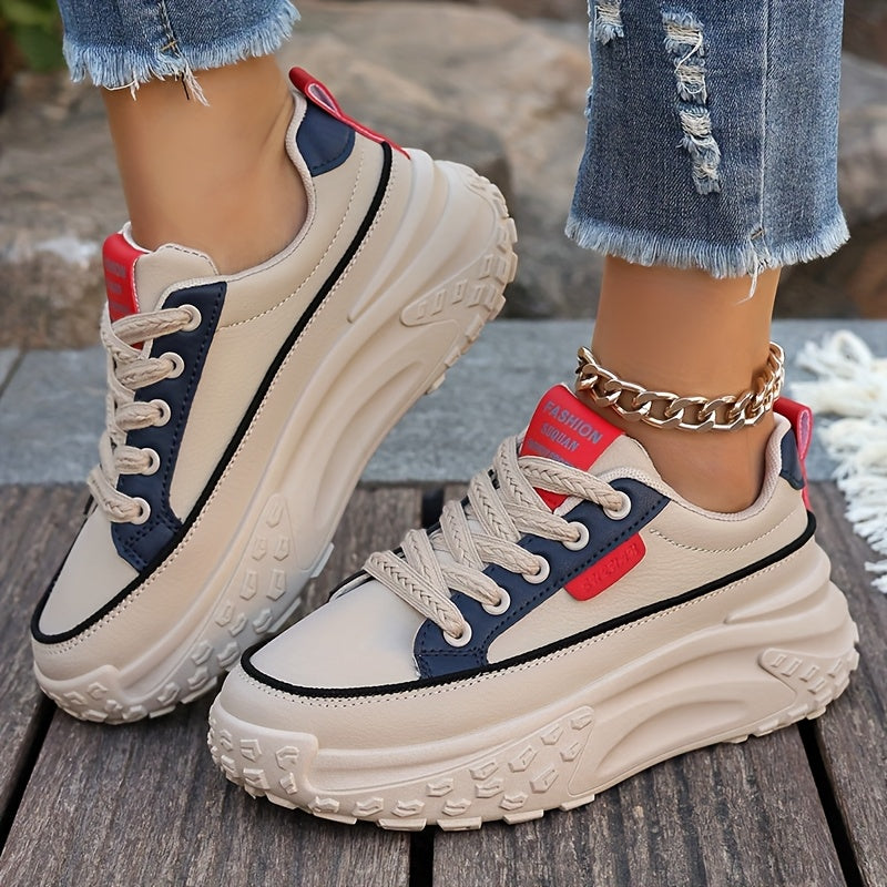 Women's Fashion Sneakers Chunky Platform Low Top Casual Shoes Rubber Sole