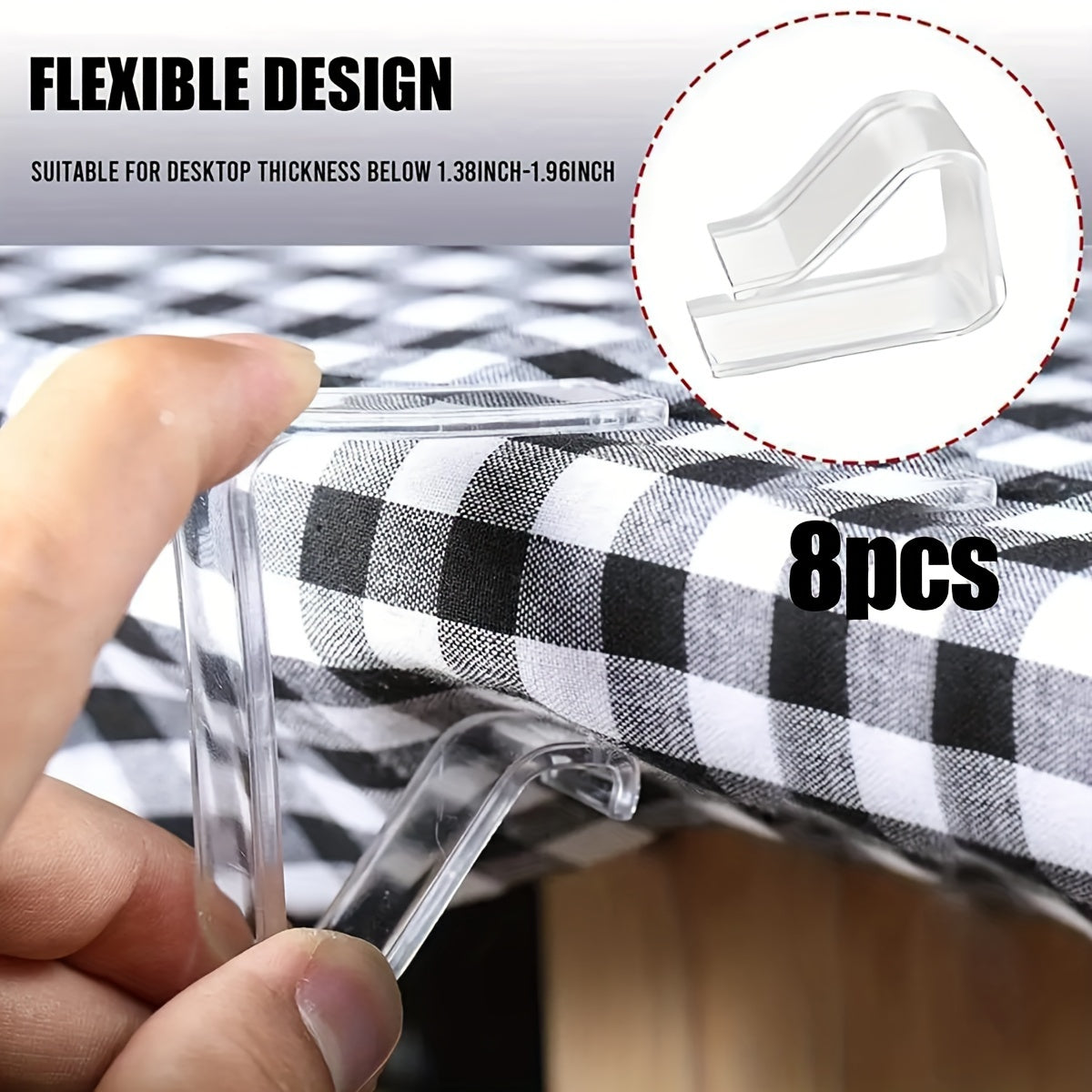 8-Pack Clear Plastic Tablecloth Clips for Indoor and Outdoor Events