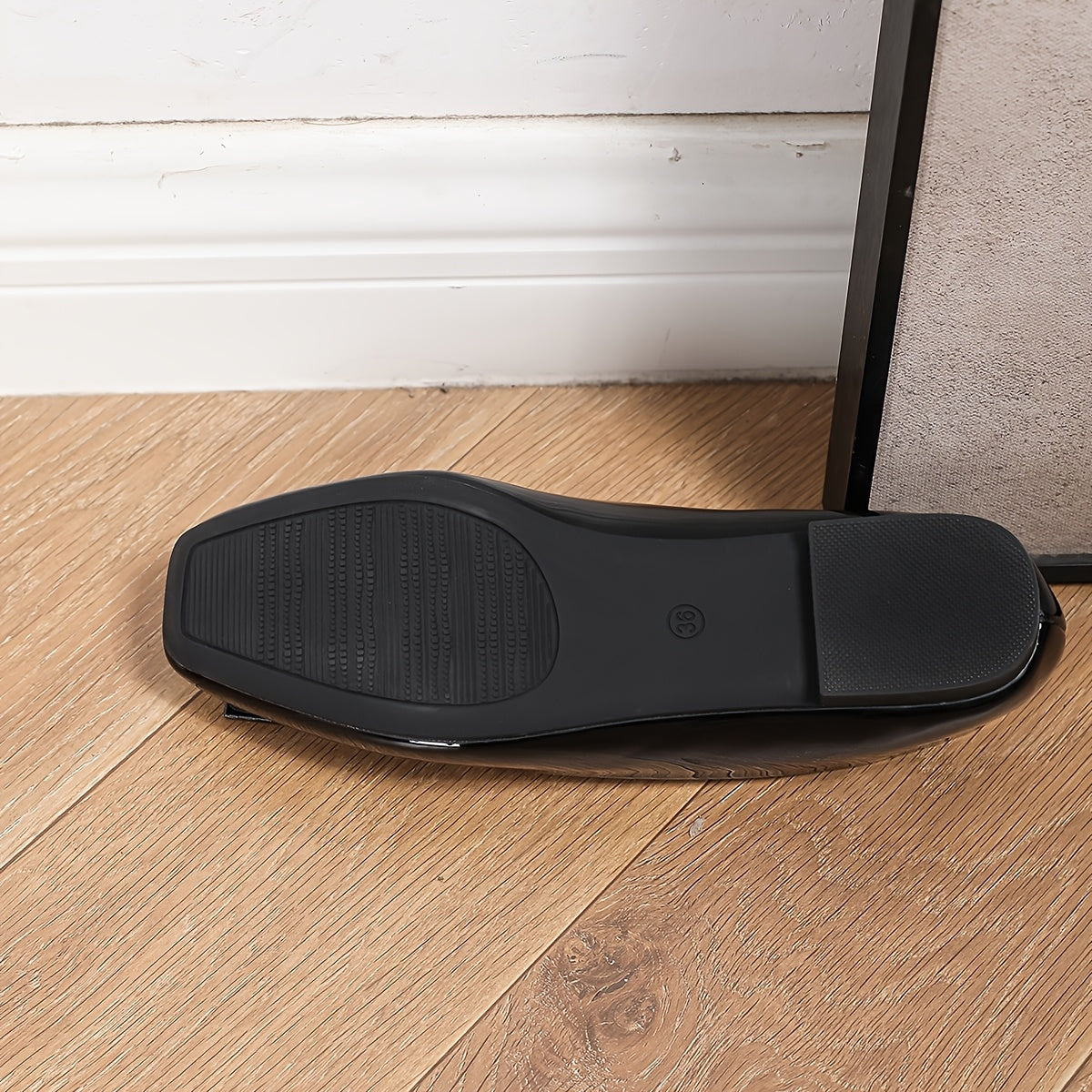 Women's Faux Leather Slip-On Flats with G Buckle Square Toe in Red Green Brown Black