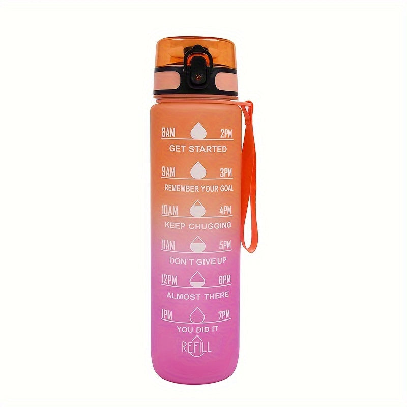 Vaqt o'lchovi va gradient rang bilan 32oz BPA-Free sport suyuqlik shishasi