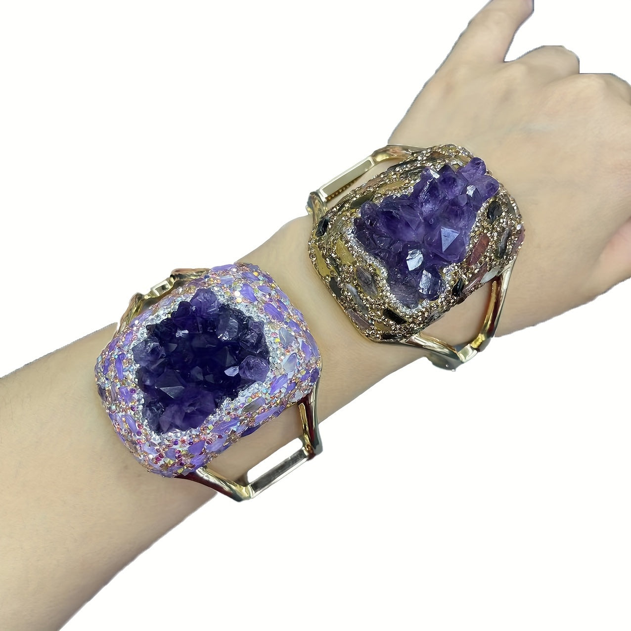 Vintage Style Alloy Cuff Bracelet with Raw Uruguayan Stone Bohemian Jewelry