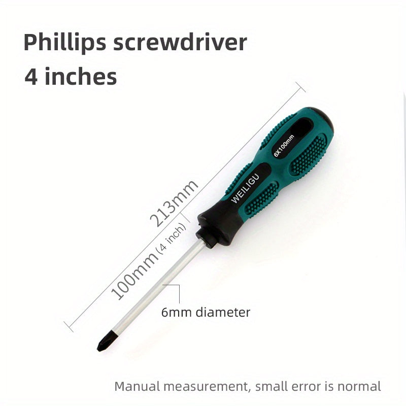 Magnetic Slotted Flat Head and Phillips Screwdriver Set, Non-Slip, 3-4 Inch