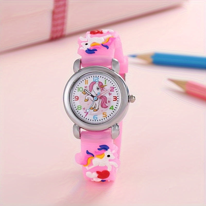 Kids' Dinosaur Quartz Watch for Children with Silicone Band and Colorful Design