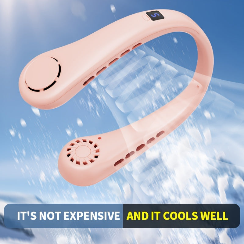 Portable Neck Fan USB Rechargeable Bladeless Personal Cooling Fan with 5 Speeds Adjustable Angle Long Battery Life