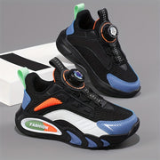 Boys' Low Top Breathable Sneakers with Rotating Button for Running and Casual Wear