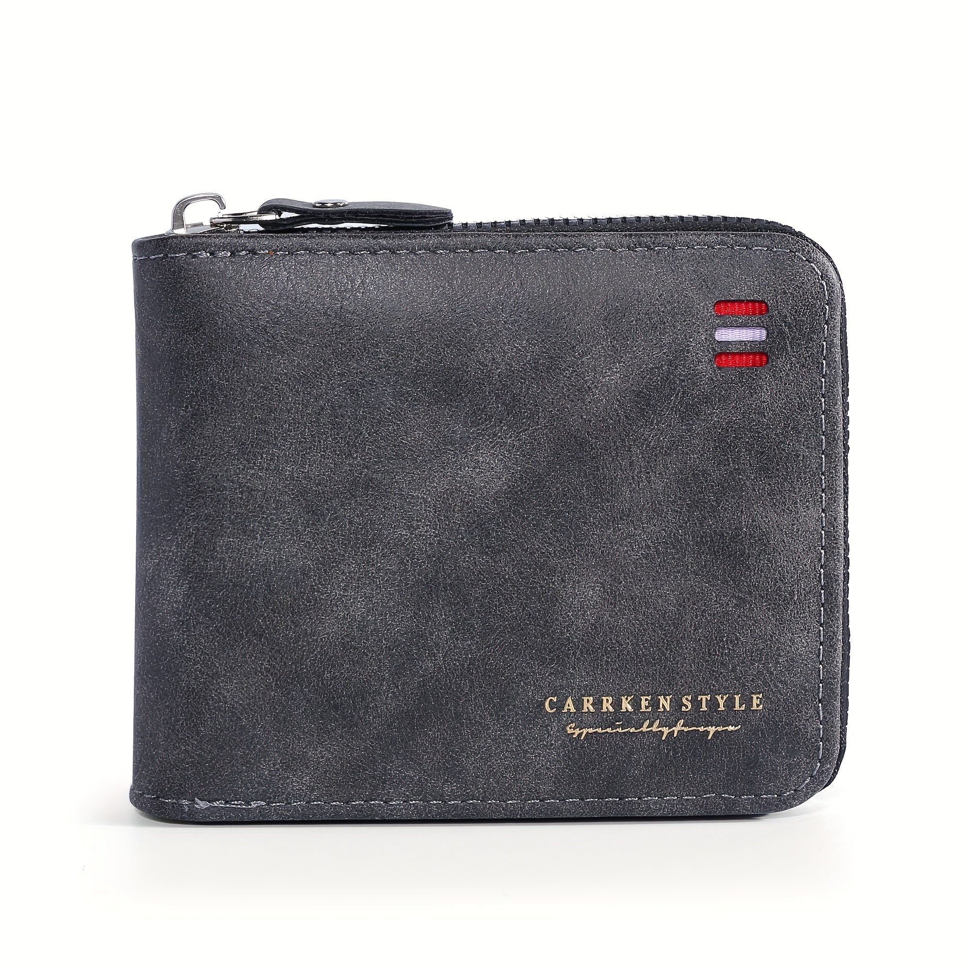 Мужской винтажный кошелек из PU-кожи с застежкой-молнией, отделением для карт, карманом для монет и зажимом для денег, черный