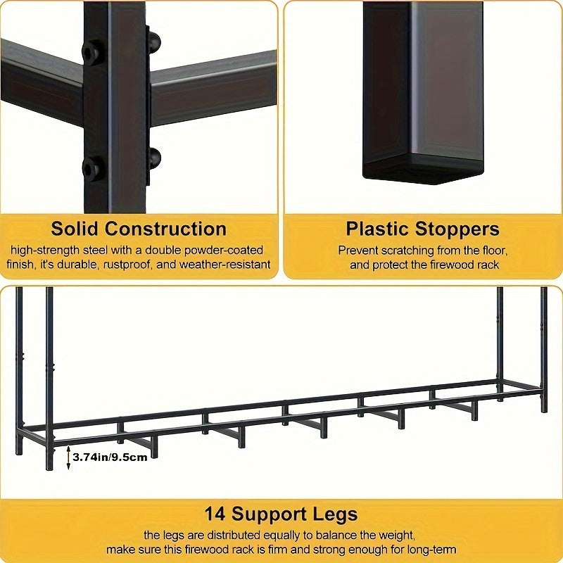 Adjustable Heavy-Duty Firewood Rack for Indoor Fireplace and Outdoor Storage