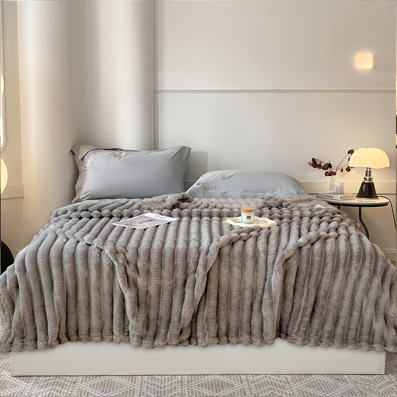 Faux Fur Blanket Plush Snug for Sofa Bed Travel Warm Gift