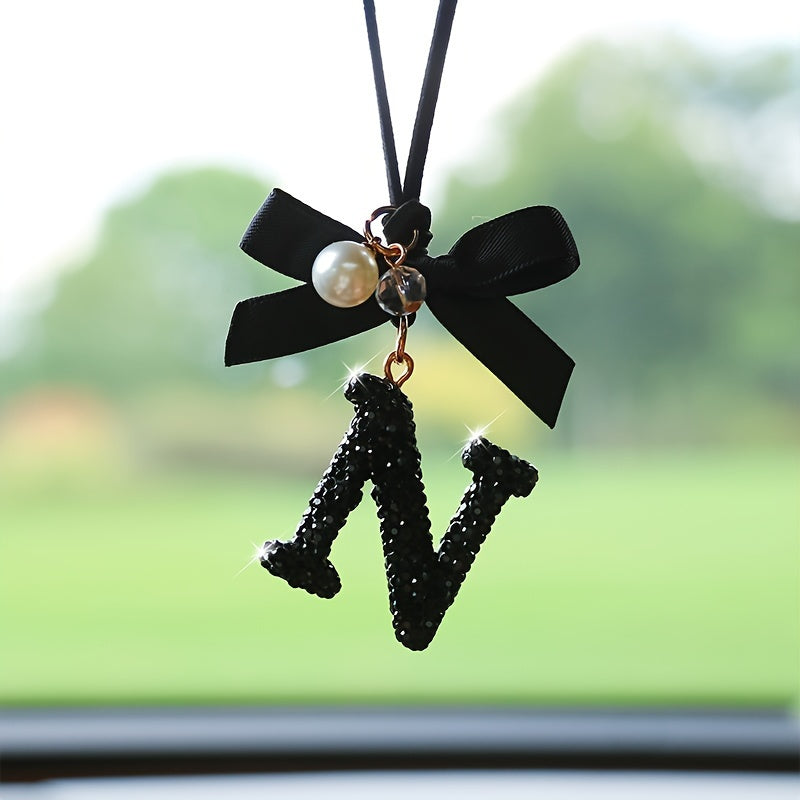 Декоративный кристальный алфавит вешалка с бантом и искусственной жемчужиной