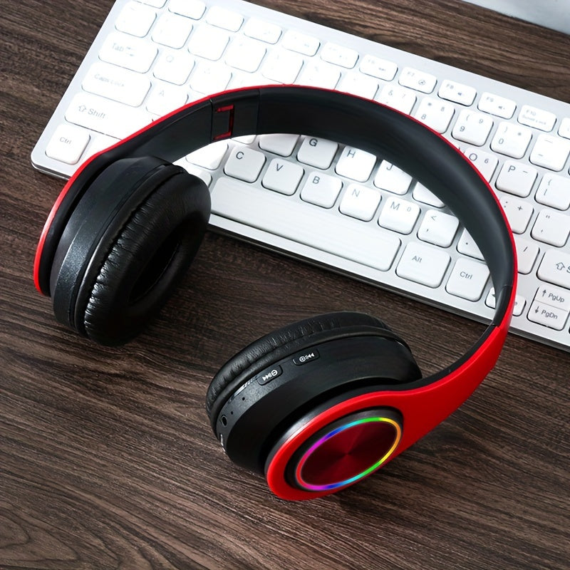 Auriculares inalámbricos para juegos con control de volumen, carga USB, diseño plegable para teléfonos móviles, anime, películas y videojuegos