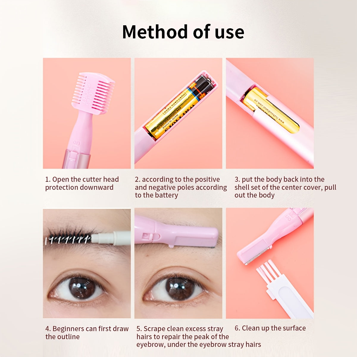 Recortadora eléctrica de cejas para hombres y mujeres, recargable, rosa y blanca