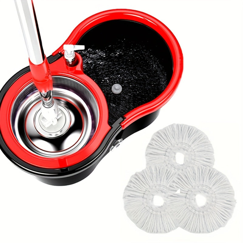 360° Rotating Mop and Bucket Set with Spin Dry Technology, 3 Microfiber Heads