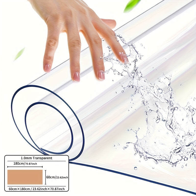 1mm Transparent PVC Tablecloth for Home and Hotel Dining, Scratch and Heat Resistant