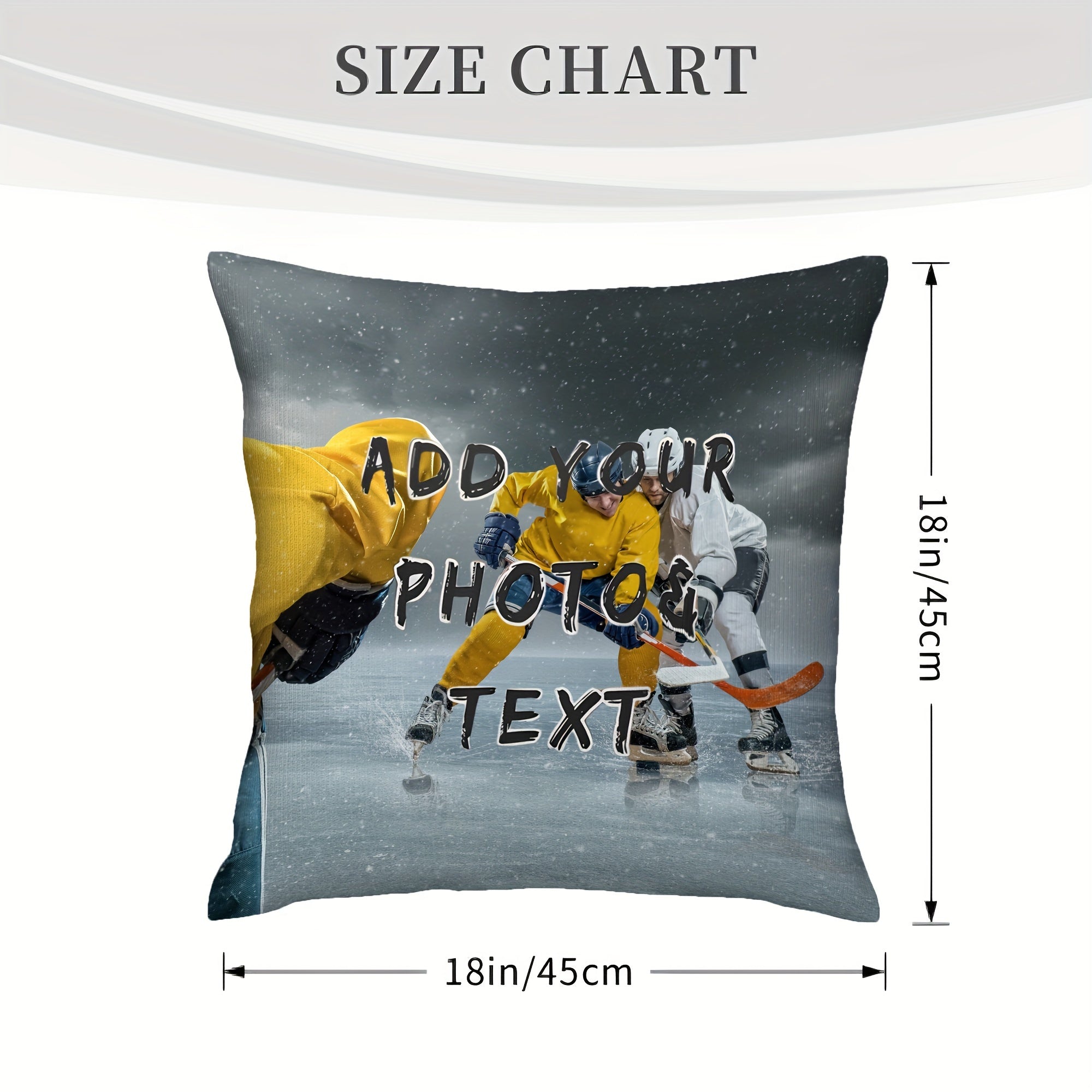 Personalized Ice Hockey Photo Pillow Cover 45.72cm Soft Cozy Sports Fan Gift