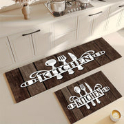 Set of 2 Non-Slip Kitchen Mats Low Pile Easy-Clean Runner Rugs for Home Floors