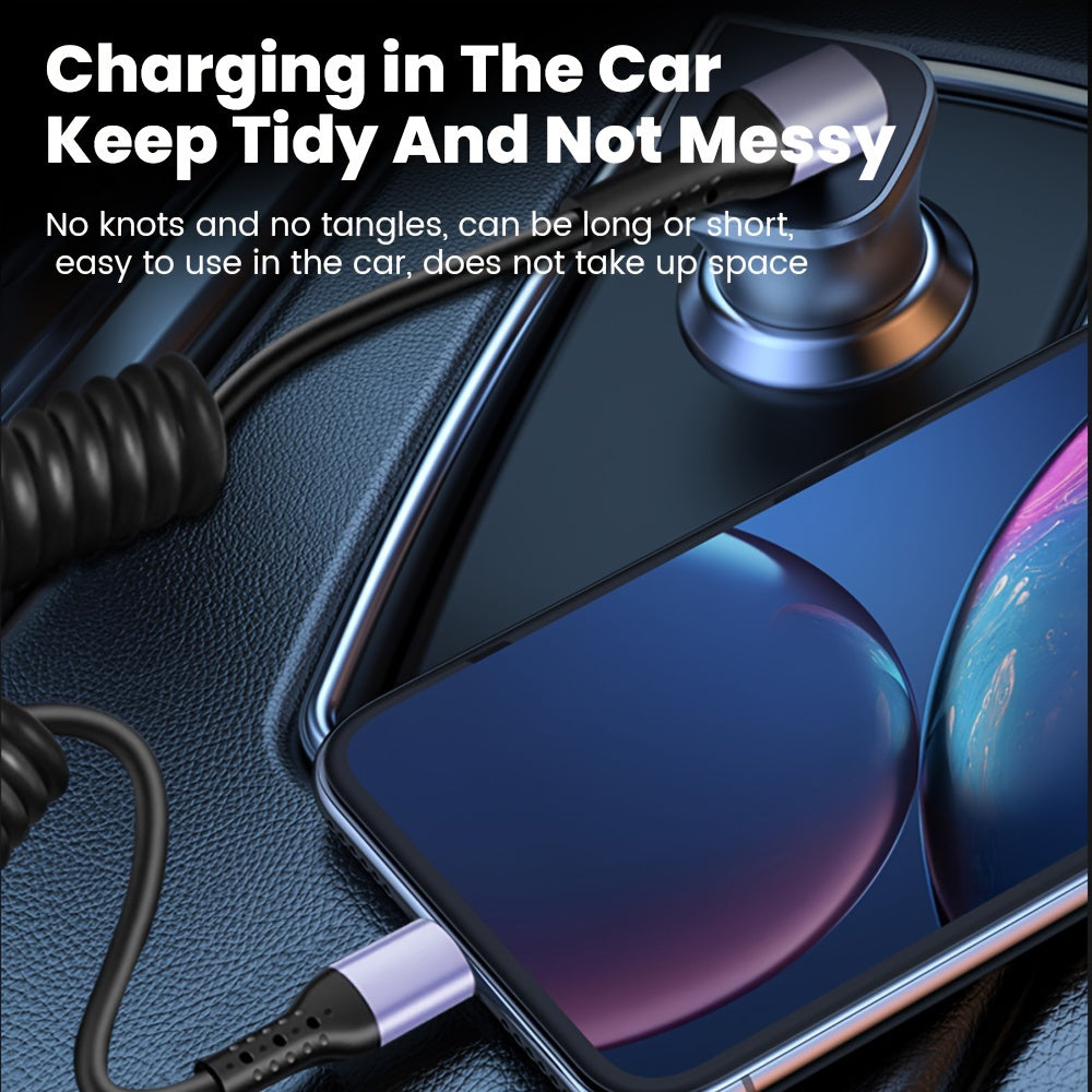 Spring Data Cable Elbow USB C Fast Charging Cable for iPhone 15 Samsung Xiaomi