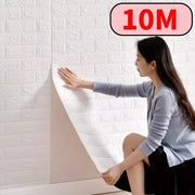 Self-Adhesive Vinyl Wallpaper 3D Brick Pattern Washable Peel and Stick for Kitchen Living Bathroom Hallway