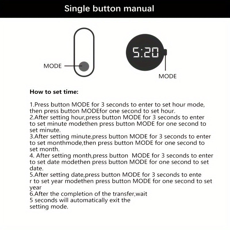 6 ta bolalar uchun raqamli LED bilakuzuklar, jonli ranglar, katta displey, TPU taxtasi