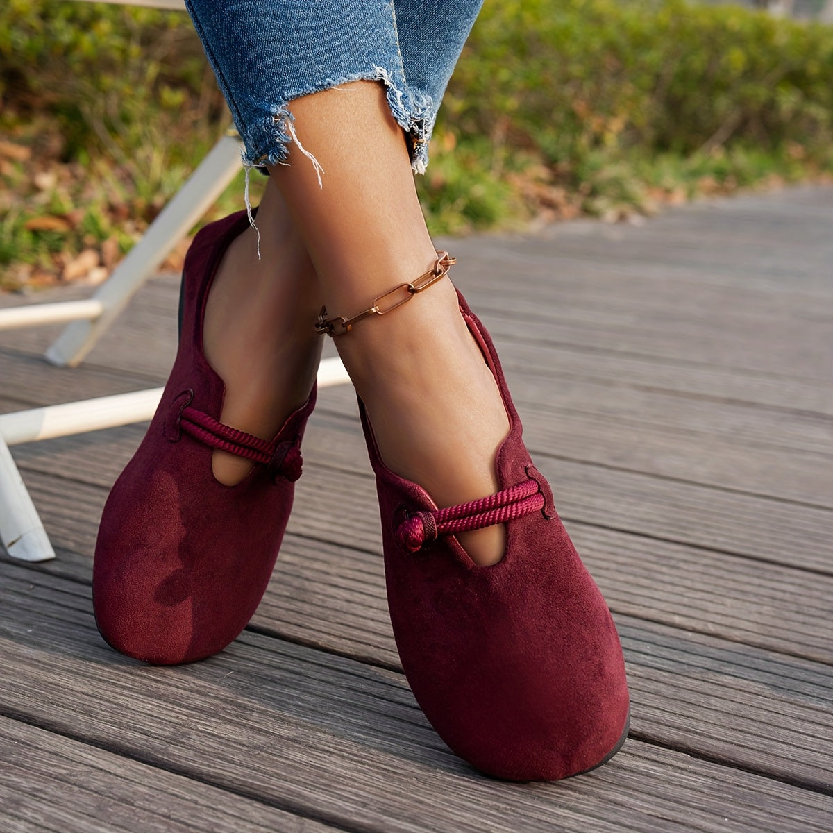 Women's Soft Sole Brown Flats, Slip-On Casual Shoes, Non-Slip Rubber