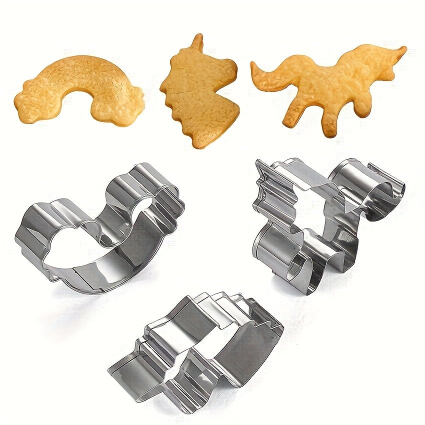 Набор из 3 формочек для печенья «Единорог», включая формочки для печенья, формочки для печенья и другие принадлежности для выпечки - Идеальные кухонные аксессуары