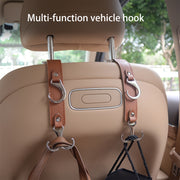 2PCS PU Leather Car Seat Hooks Auto Interior Organizer Hangers for Bags and Coats
