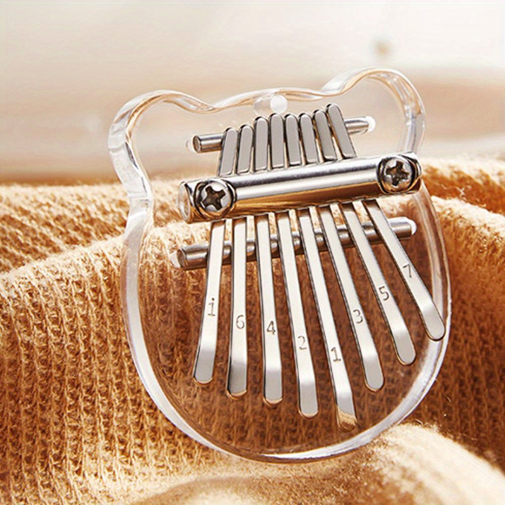 Mini Kalimba Thumb Piano for Beginners and Music Lovers Light Brown Wood 8 Keys Gift for Eid Al-Adha