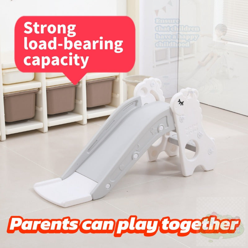 White Indoor Play Slide for Kids 2 Years and Older with Foldable Design and Anti-Slip Steps