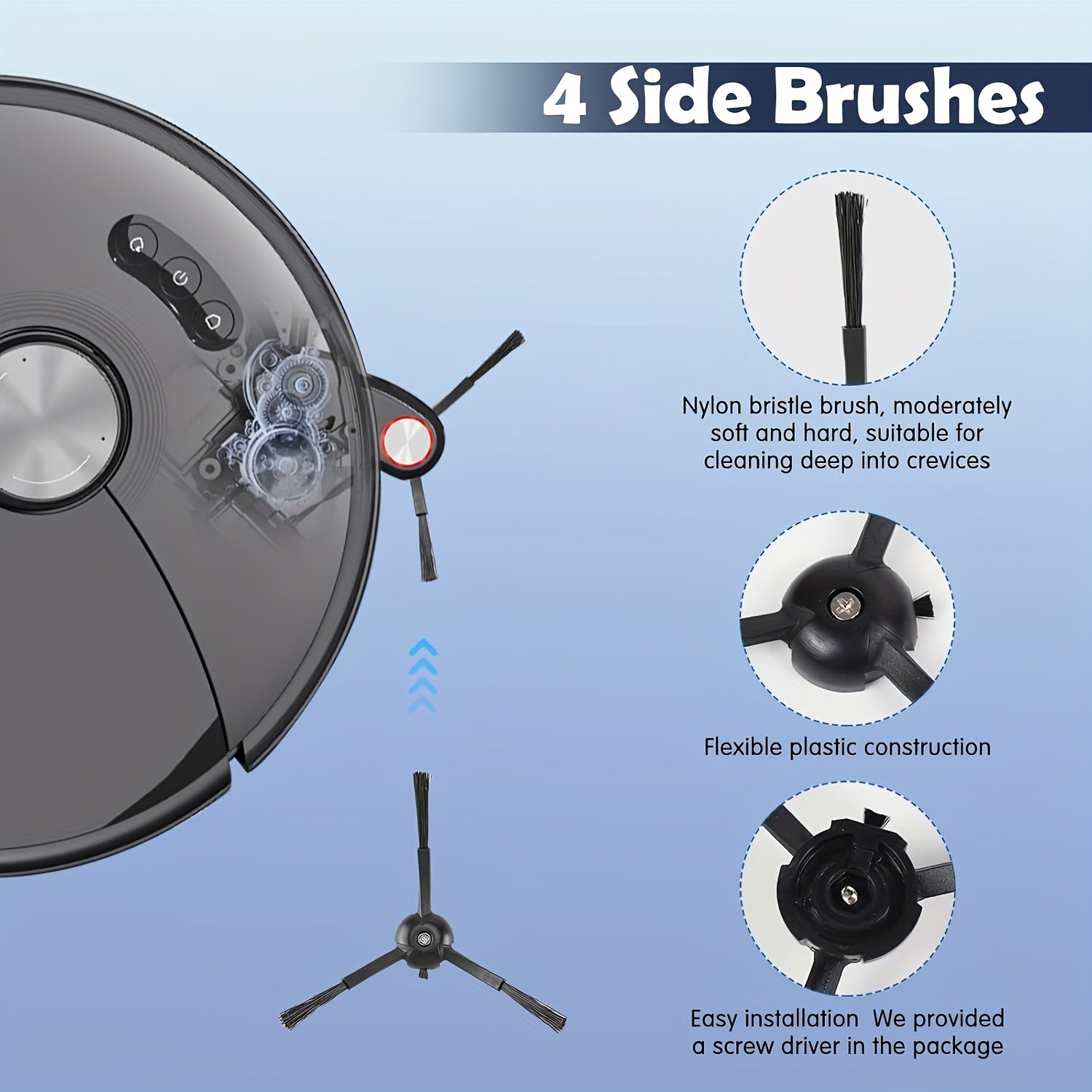 Roborock S8 Max/MaxV Ultra aksessuar to'plami o'z-o'zini tozalovchi cho'tka, 4 ta mini mop, HEPA filtri, yon cho'tka va vakuum sumkasini o'z ichiga oladi.