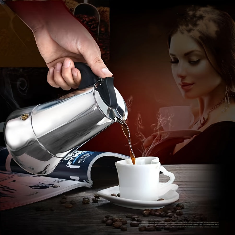 Cafetera moka de acero inoxidable de 150ml, cafetera espresso manual para hogar y restaurante