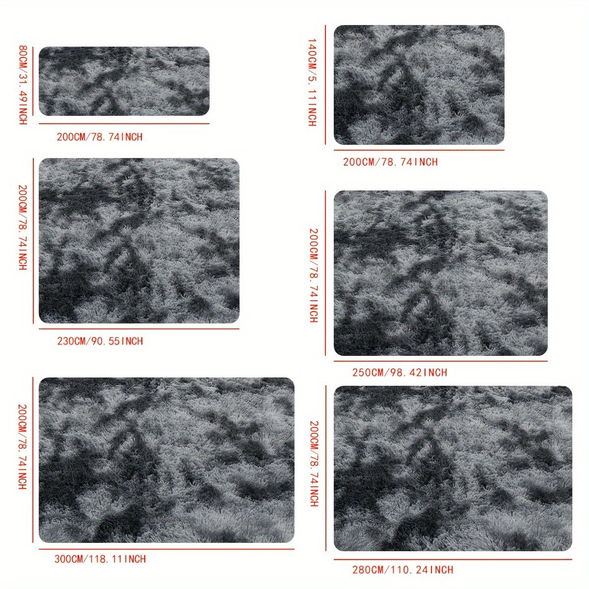 Dark Grey Tie-Dye Plush Area Mat Ultra-Soft Thick Sponge Padding for Living Room Bedroom