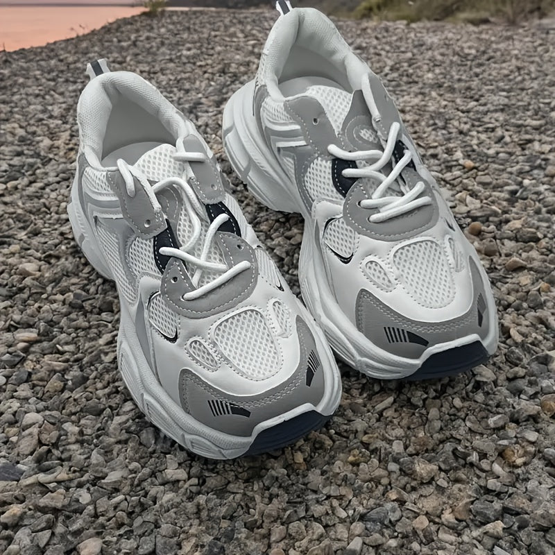 Women's Mesh Sneakers White Mid-Top Breathable Casual Athletic Shoes