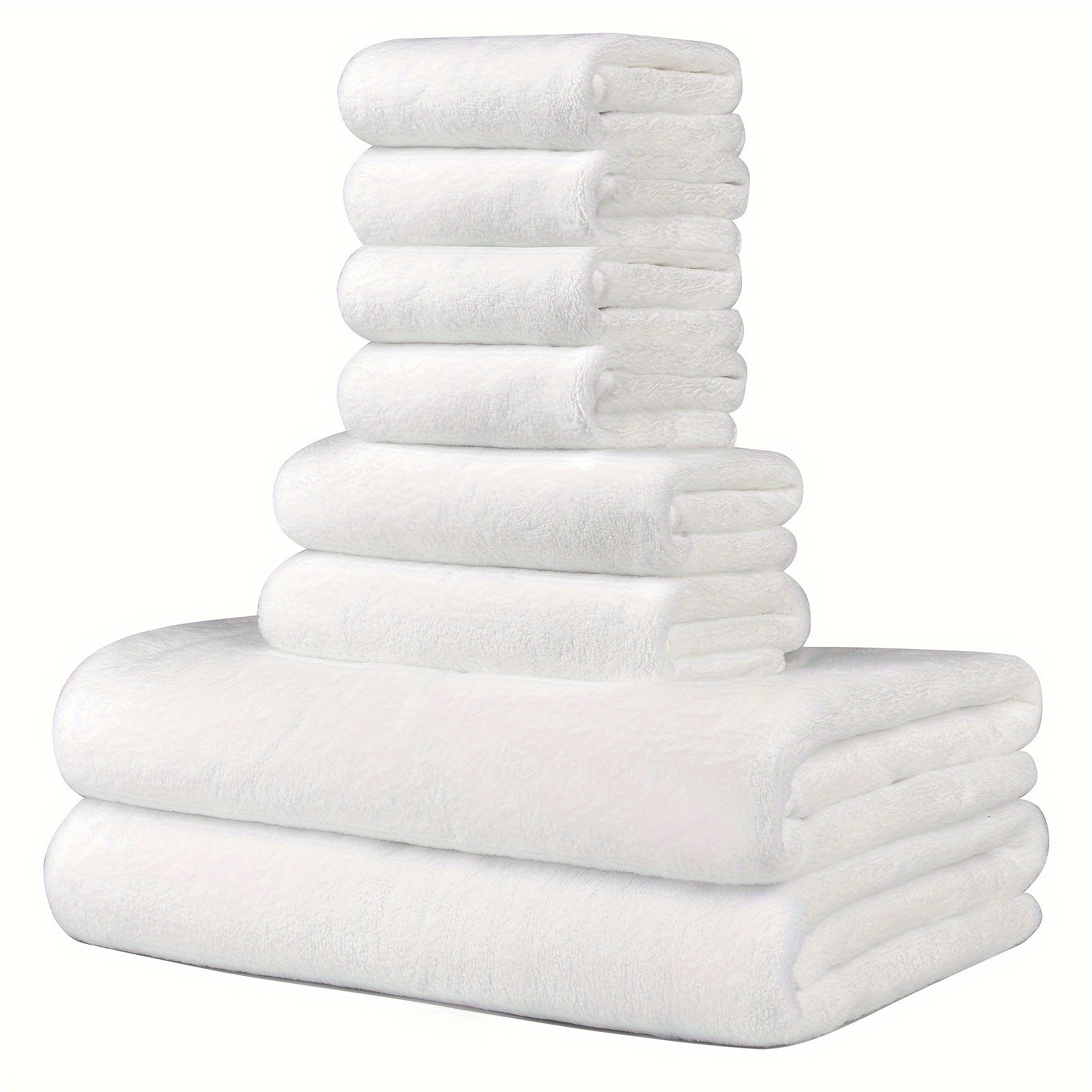 Microfiber Bath Towel Set 8 Pieces Quick Dry Highly Absorbent Lightweight