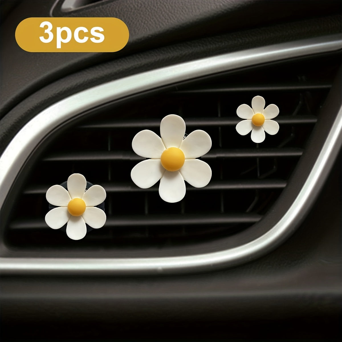 3pcs Daisy Car Vent Clips Aromatherapy Diffuser Decorative Air Freshener
