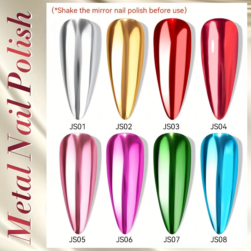Women Metallic Nail Polish 7ml Bright Mirror Effect No Lamp Needed