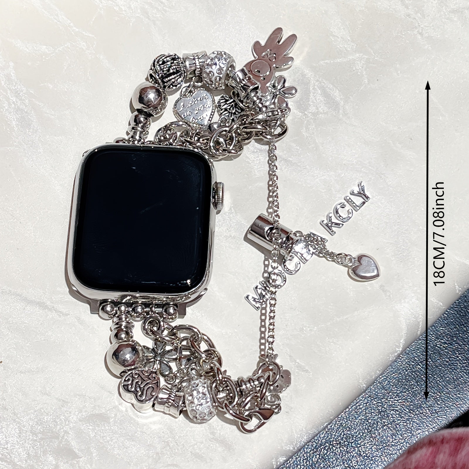 Smartwatch Band for Apple Watch Series 1-9 SE Ultra Copper Pink Beads Floral Water-Resistant Outdoor