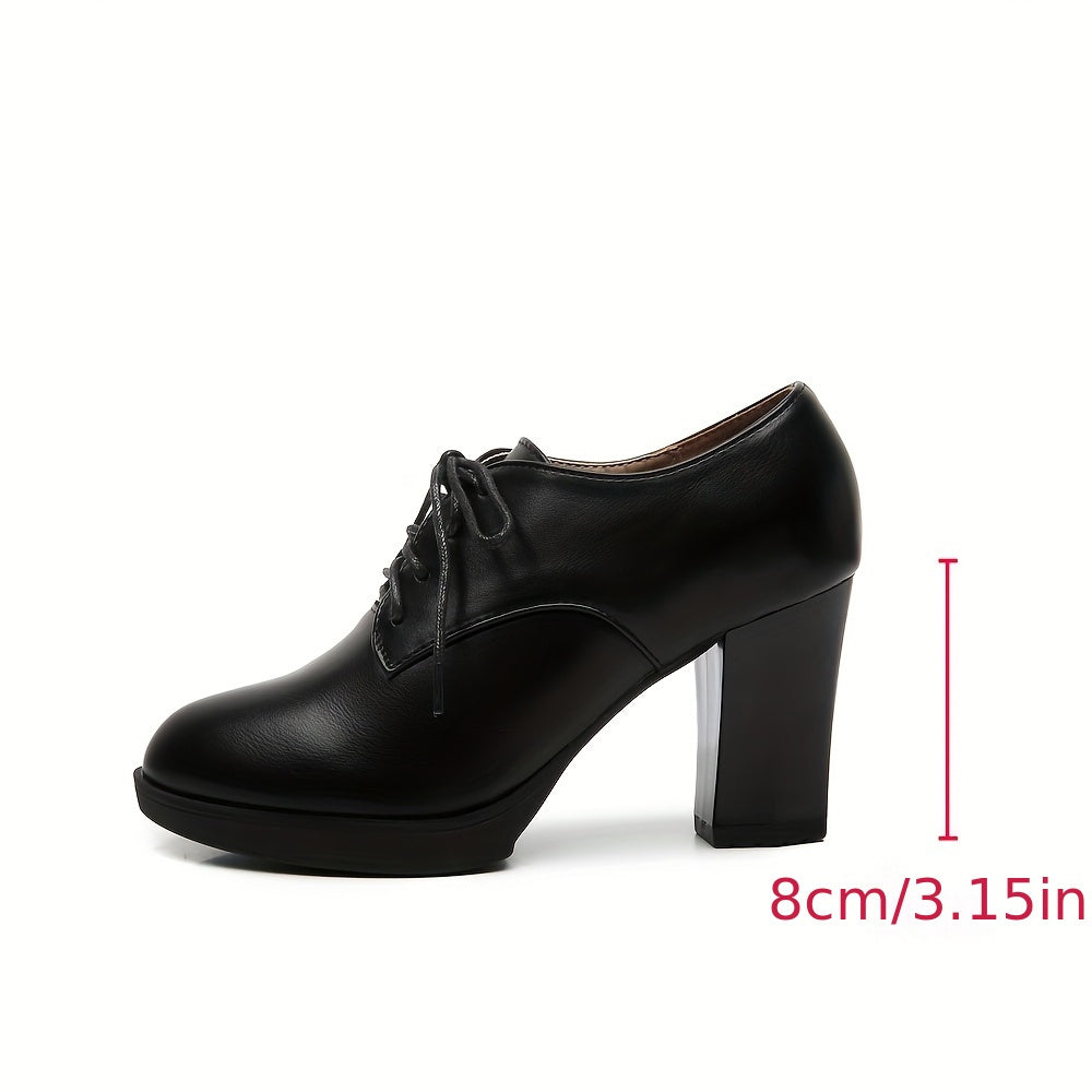 Women's Chunky Heel Round Toe Pumps Black Synthetic Block Heel Dress Shoes