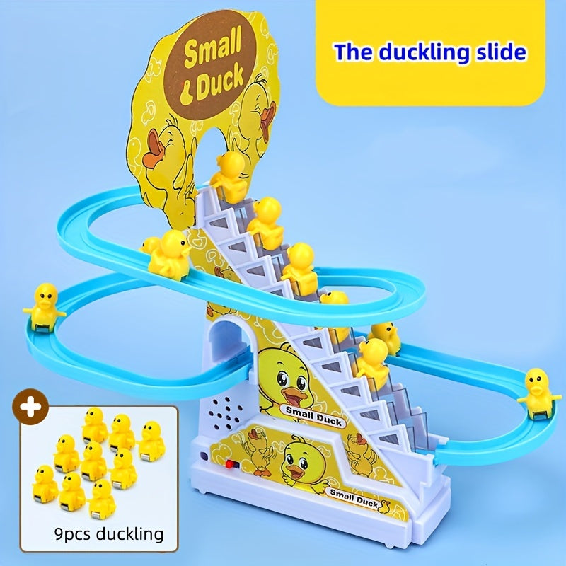 Interactive Electric Toy for Kids Ages 3 Plus with 9 Ducks, Lights, Music, and Slide