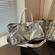 Women's Sequined Crossbody Travel Bag Large Capacity Versatile Tote Black